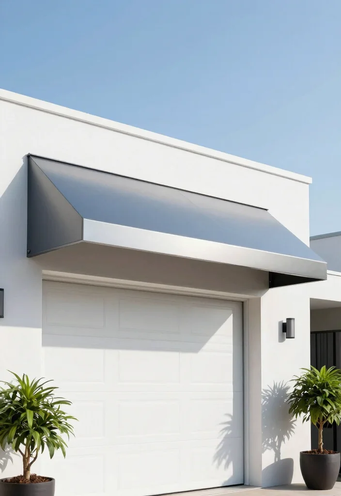 5 Modern Garage Awning Ideas for a Polished Home Exterior 1. Minimalist Metal Awning 0