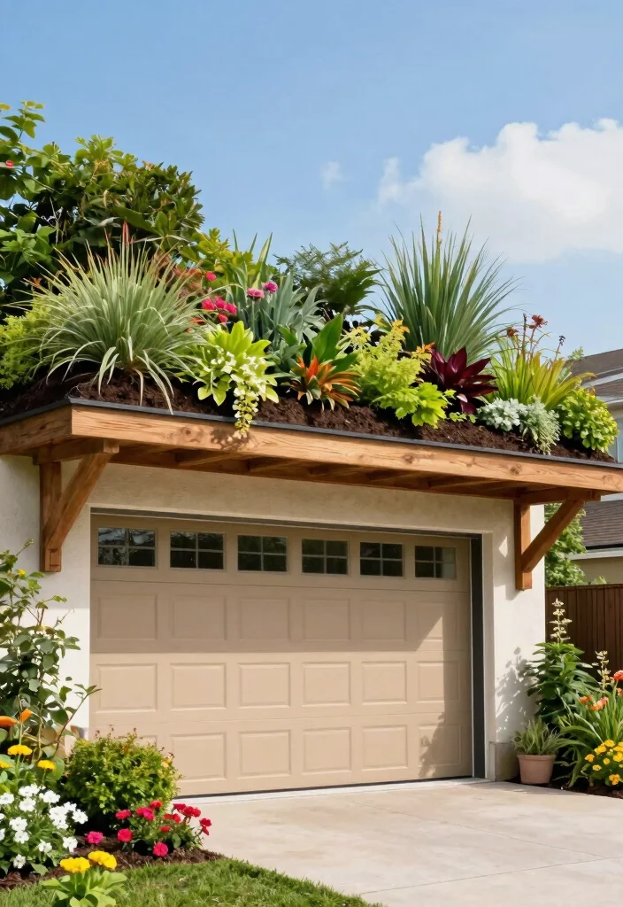 5 Modern Garage Awning Ideas for a Polished Home Exterior 3. Green Roof Awning 0