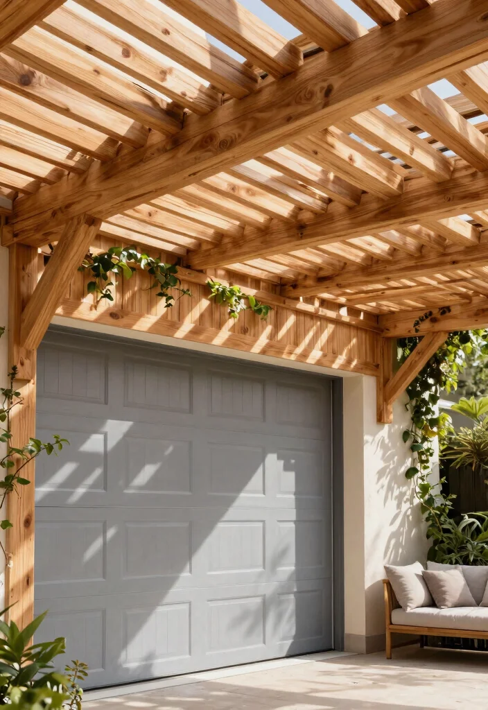 5 Modern Garage Awning Ideas for a Polished Home Exterior 5. Wooden Slatted Awning 0