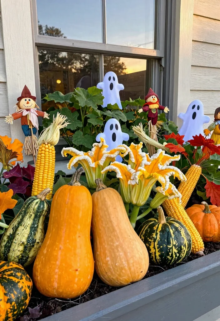 9 Spooky Halloween Window Box Ideas for Fun 7. Haunted Harvest