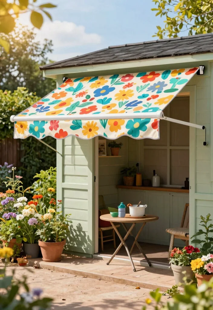 6 Clever Shed Awning Ideas to Maximize Your Workspace 2. Retractable Fabric Awnings 0