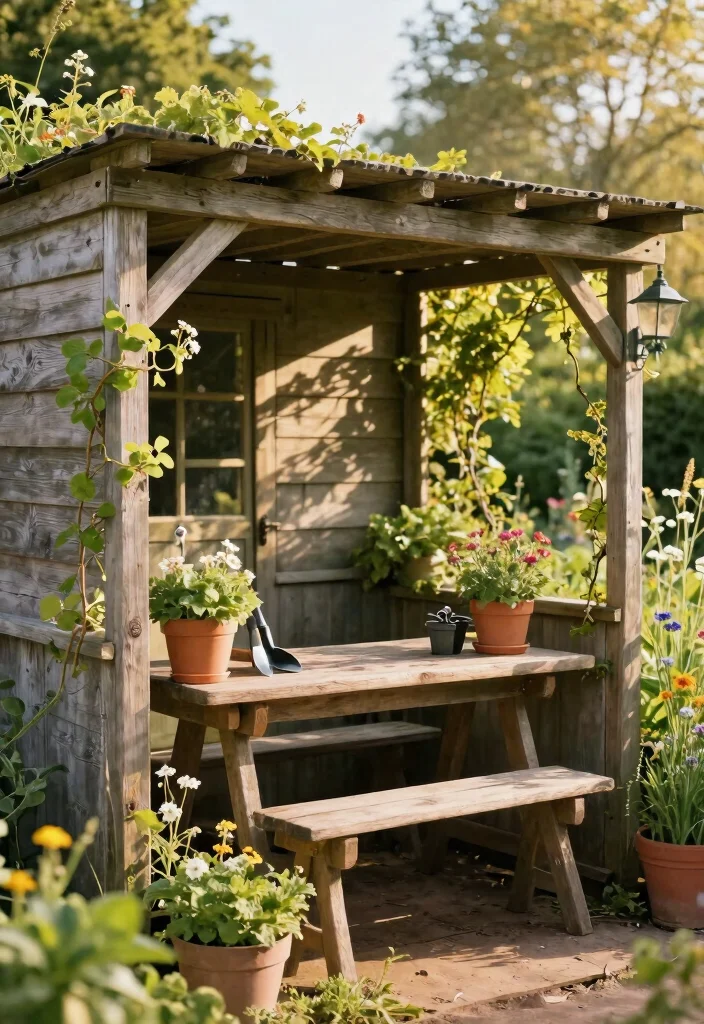 6 Clever Shed Awning Ideas to Maximize Your Workspace 3. Rustic Wooden Canopies 0