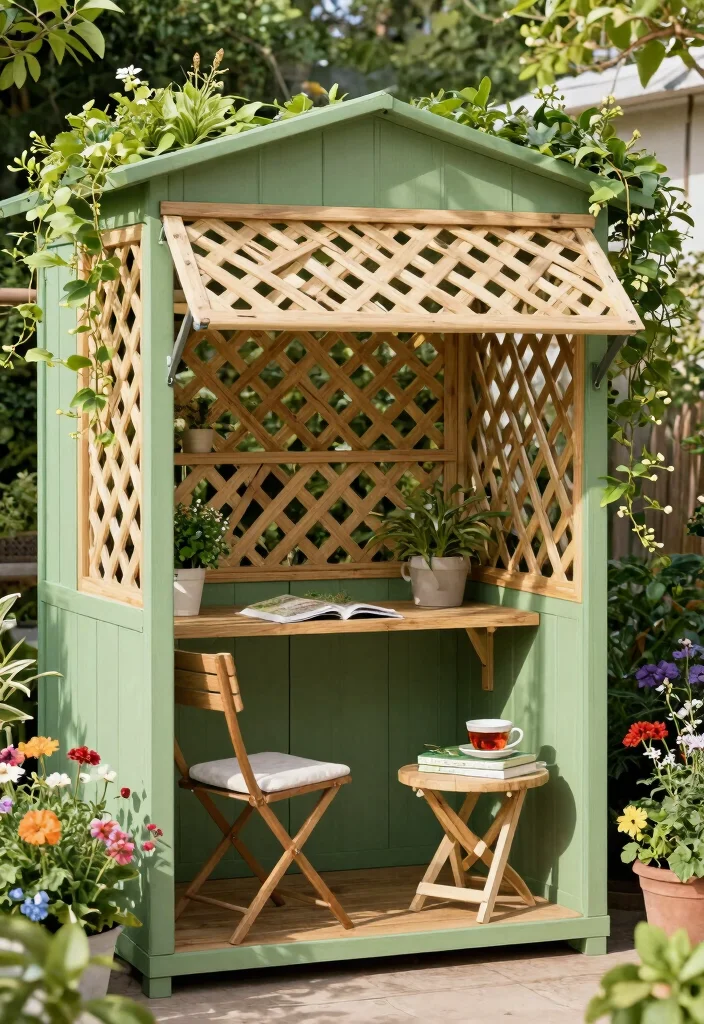 6 Clever Shed Awning Ideas to Maximize Your Workspace 4. Lattice Shade Awnings 0