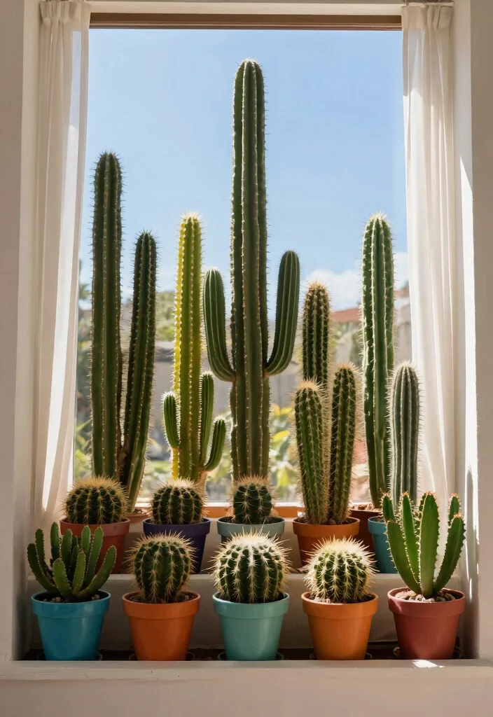 6 Desert Style Cactus Window Box Ideas for Heat 1. Layered Heights for Visual Interest 0