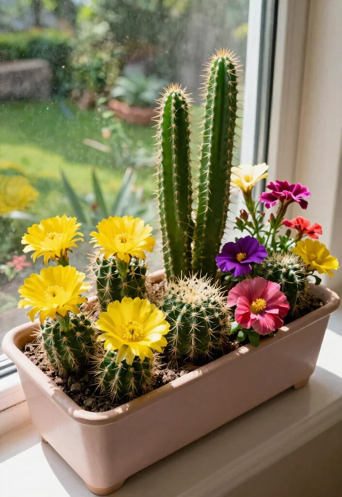 6 Desert Style Cactus Window Box Ideas for Heat 3. Drought Tolerant Flower Companions 0