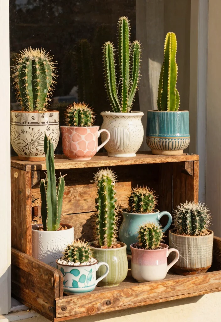 6 Desert Style Cactus Window Box Ideas for Heat 6. Unique Containers for a Personal Touch 0