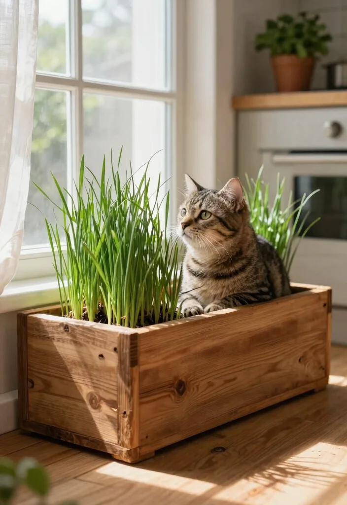 6 Safe DIY Cat Window Box Ideas Your Pet Will Love 1. Rustic Wooden Window Box 0