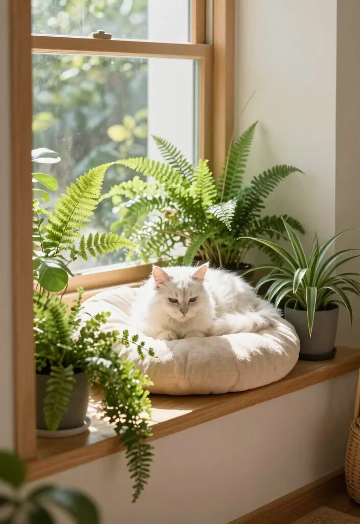 6 Safe DIY Cat Window Box Ideas Your Pet Will Love 5. Cozy Cat Nook with Plants 0