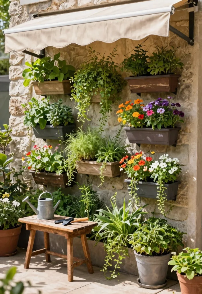 6 Space Saving Corner Awning Ideas for Small Patios 1. Vertical Garden Delight 0