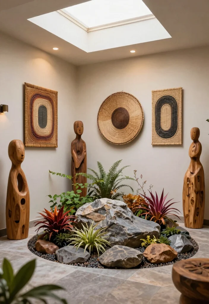 6 Unique Skylight Patio Decor Ideas for Light 6. Artistic Decor with Natural Elements 0