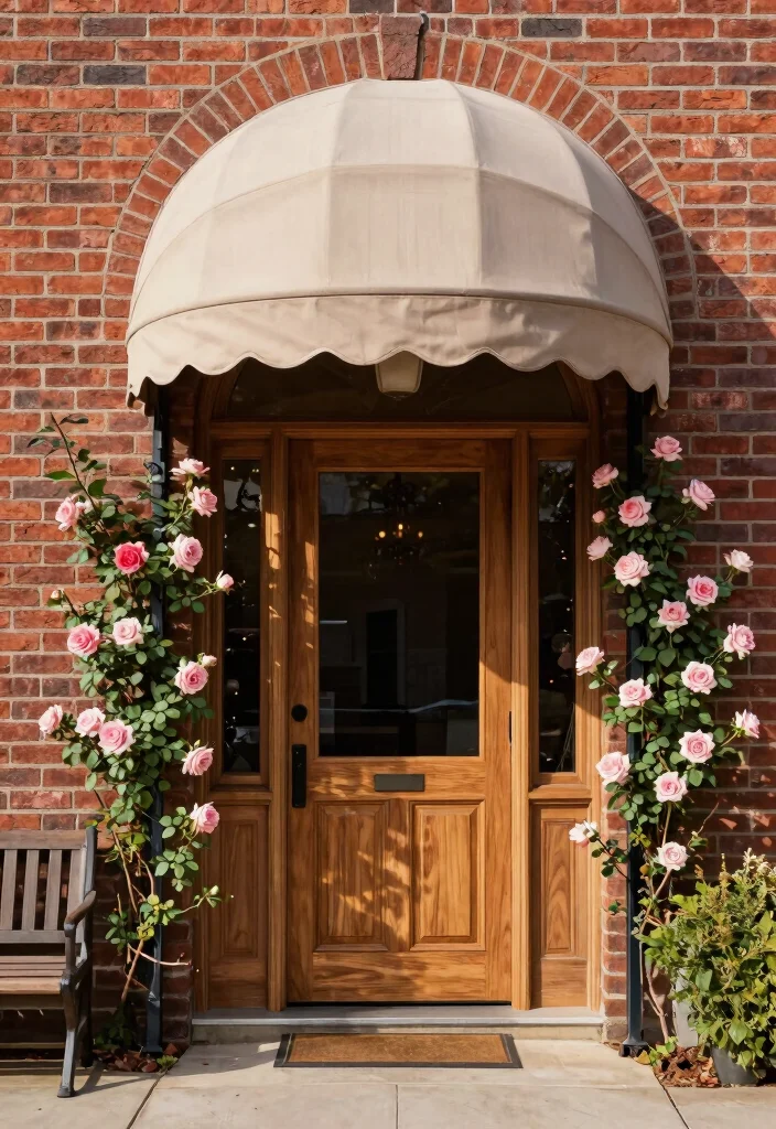 7 Best Front Door Awning Ideas for Brick Houses 4. Arched Awning Design 0