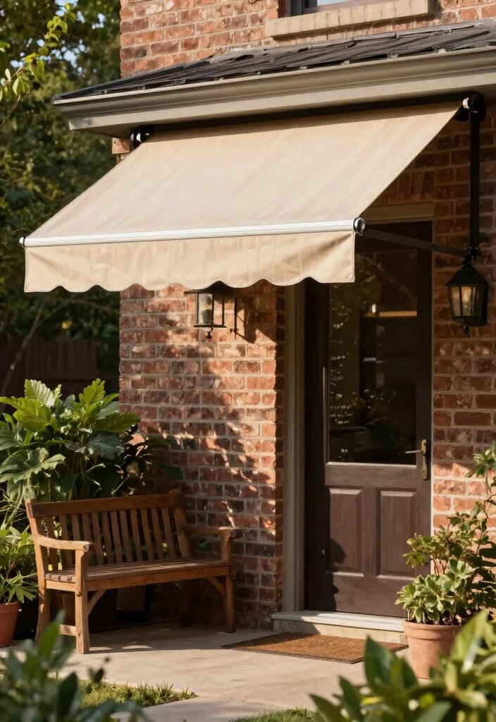7 Best Front Door Awning Ideas for Brick Houses 5. Retractable Awning for Versatility 0