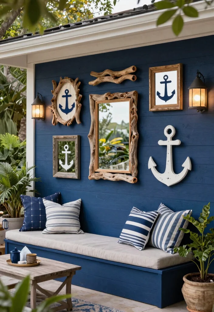 7 Chic Navy Blue Outdoor Patio Decor Ideas for Any Yard 6. Nautical Inspired Wall Decor 0