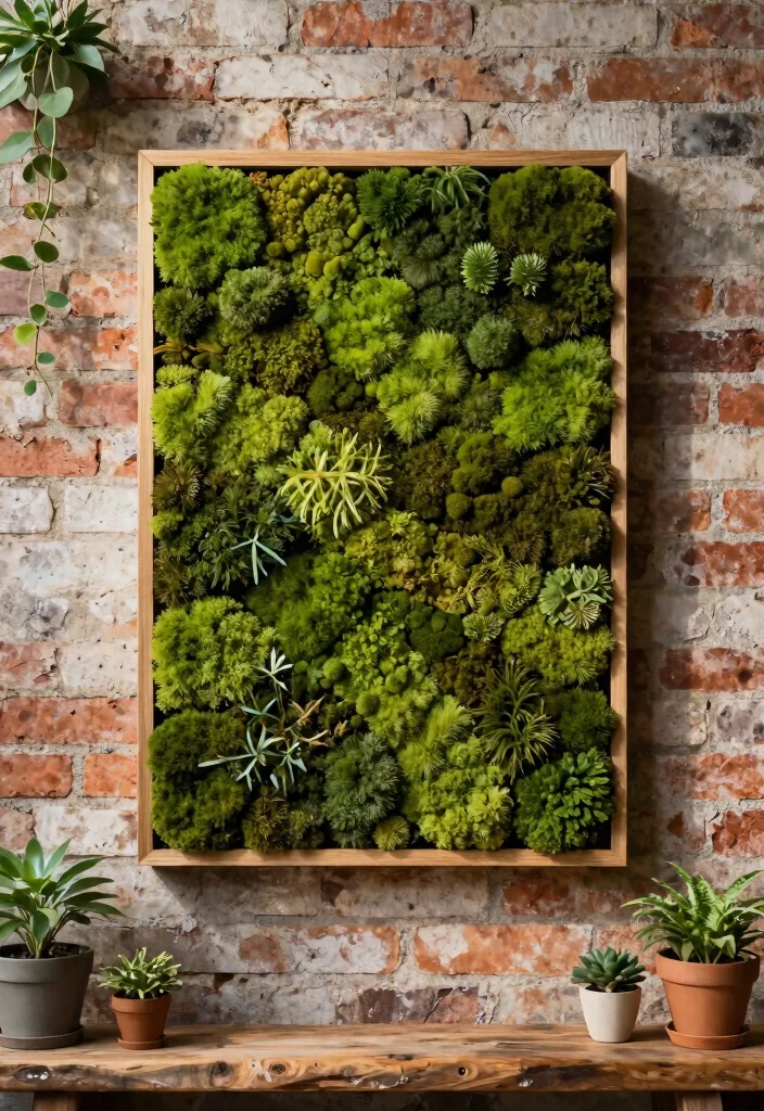 7 Creative Patio Brick Wall Decor Ideas That Pop 2. DIY Moss Art 0