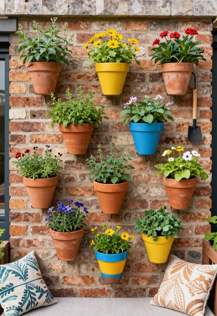 7 Creative Patio Brick Wall Decor Ideas That Pop 4. Terracotta Pot Display 0