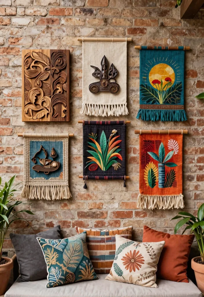 7 Creative Patio Brick Wall Decor Ideas That Pop 5. Artisanal Wall Hangings 0