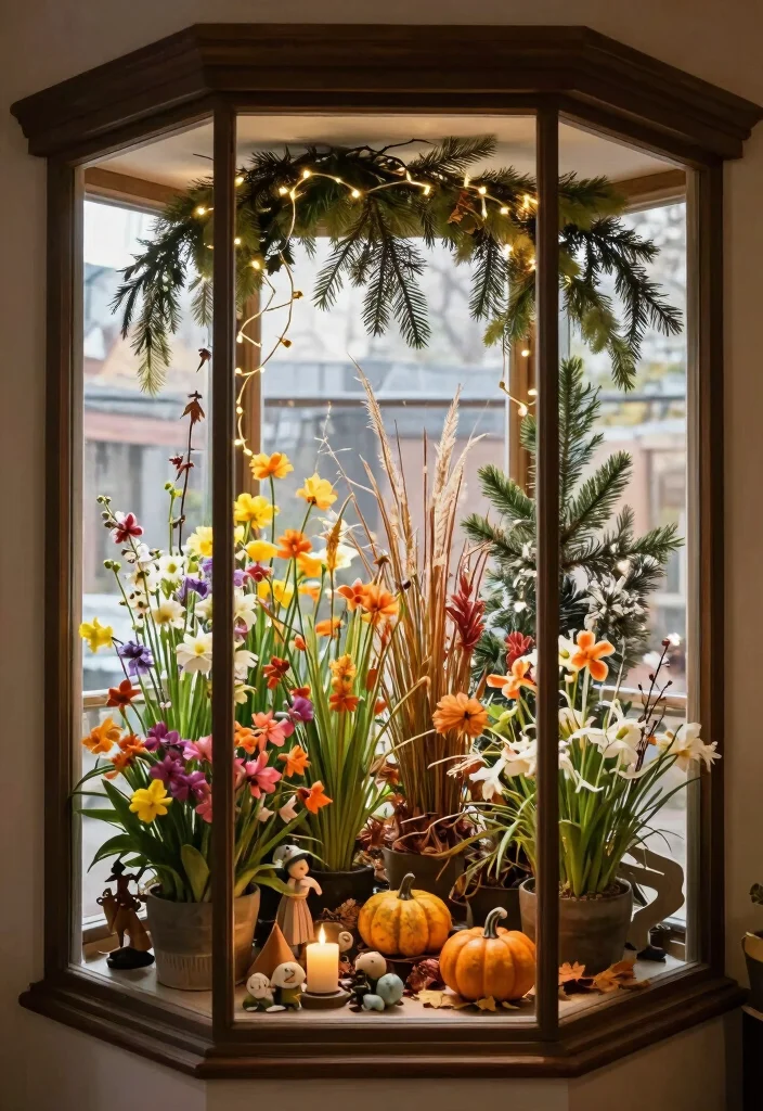 7 Elegant Box Bay Window Ideas for Your Home 7. Seasonal Decor Showcase 0