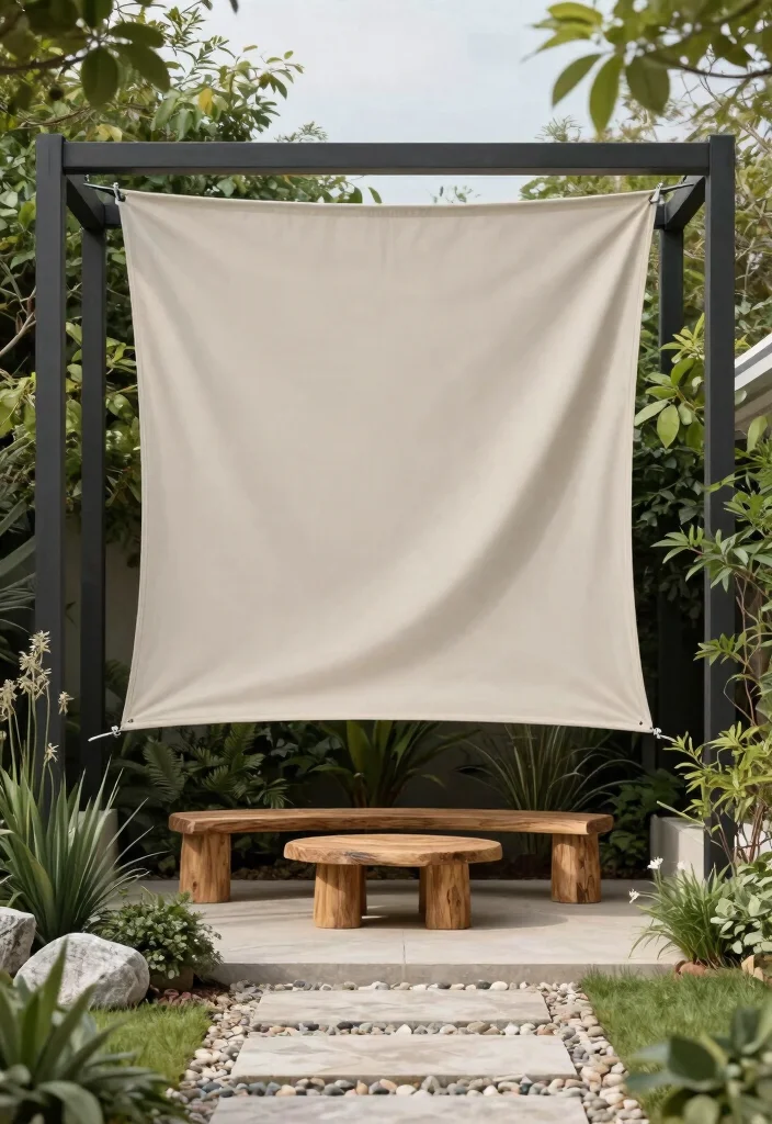 7 Grand Front Awning Ideas for Sustainable Gardening Entrances 7. Minimalist Shade Sail 0