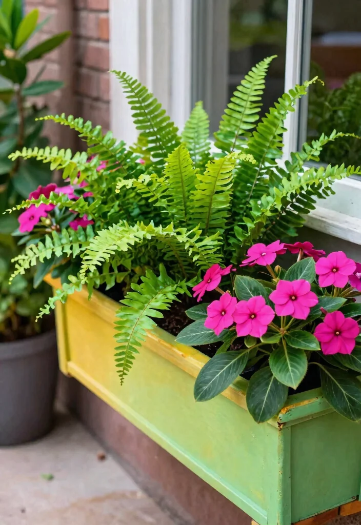7 Lush Fern Window Box Ideas for Shady Patios 6. Colorful Container Combinations 0