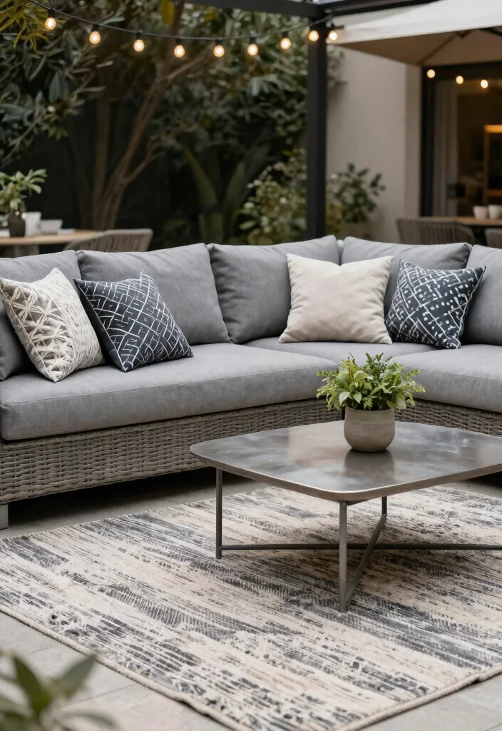 7 Modern Gray Patio Furniture Decor Ideas for a Sleek Look 1. Layered Textures for Depth 0