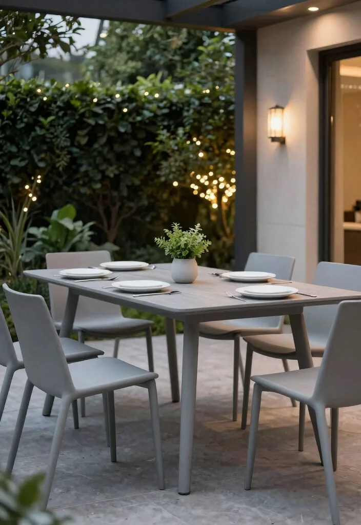 7 Modern Gray Patio Furniture Decor Ideas for a Sleek Look 3. Minimalist Dining Vibes 0