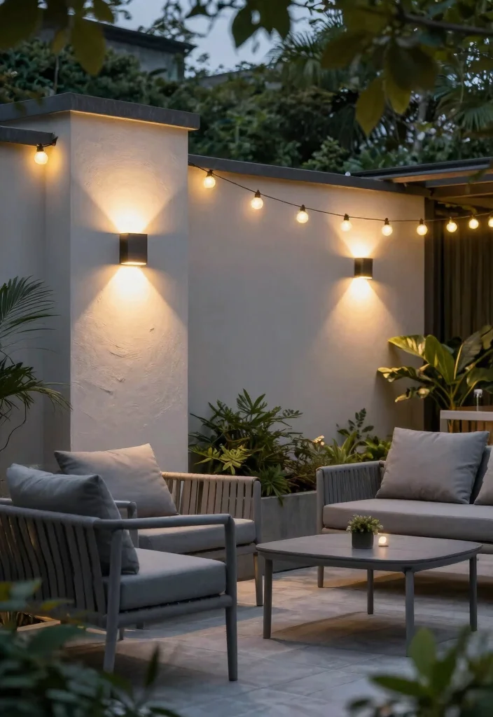 7 Modern Gray Patio Furniture Decor Ideas for a Sleek Look 5. Sleek Lighting Choices 0