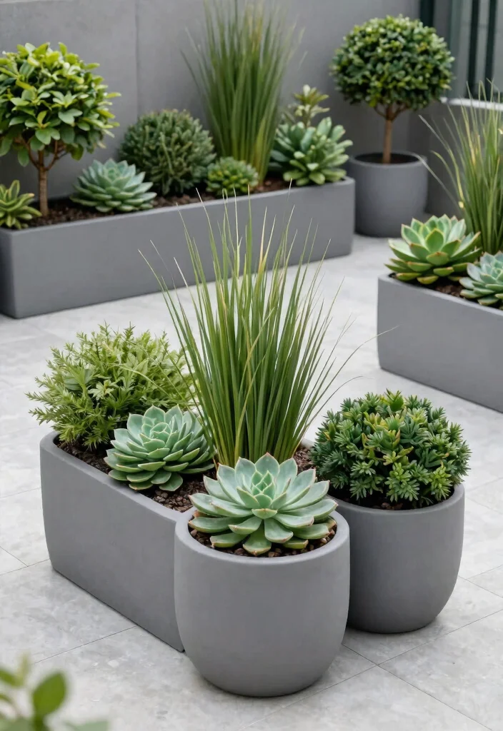 7 Modern Gray Patio Furniture Decor Ideas for a Sleek Look 6. Go Green with Low Maintenance Plants 0