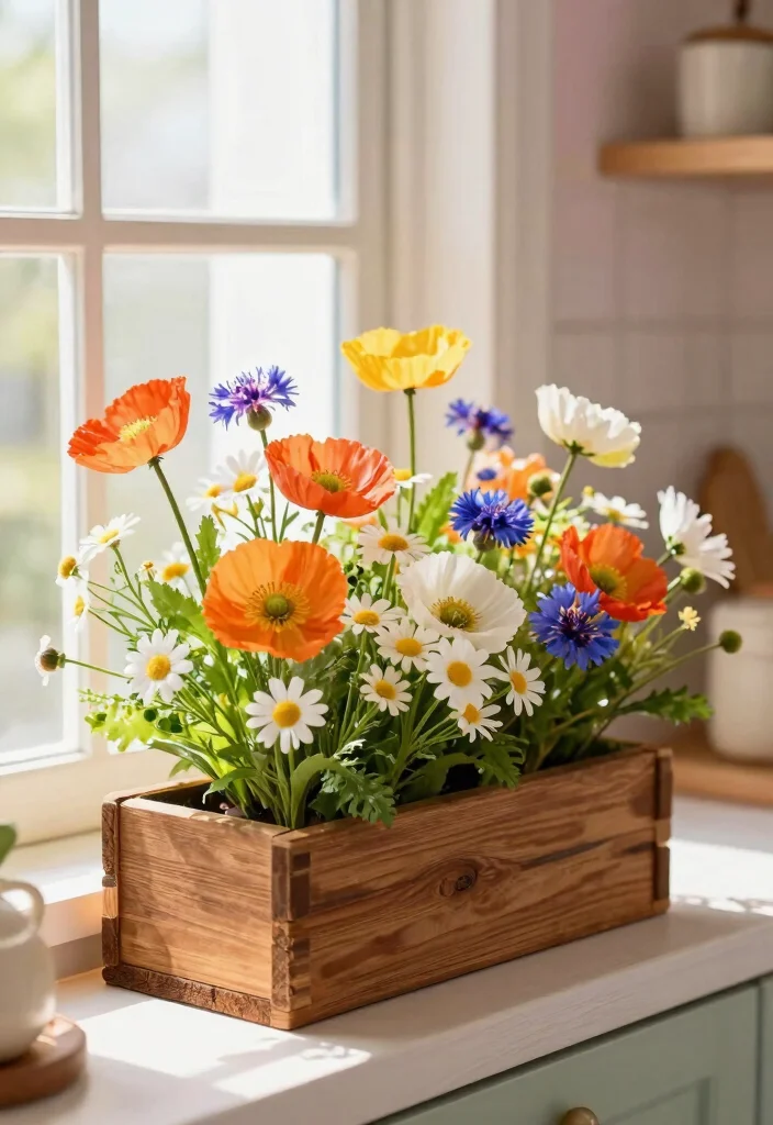7 Realistic Fake Flower Window Box Ideas for Easy Care 1. Whimsical Wildflower Delight 0