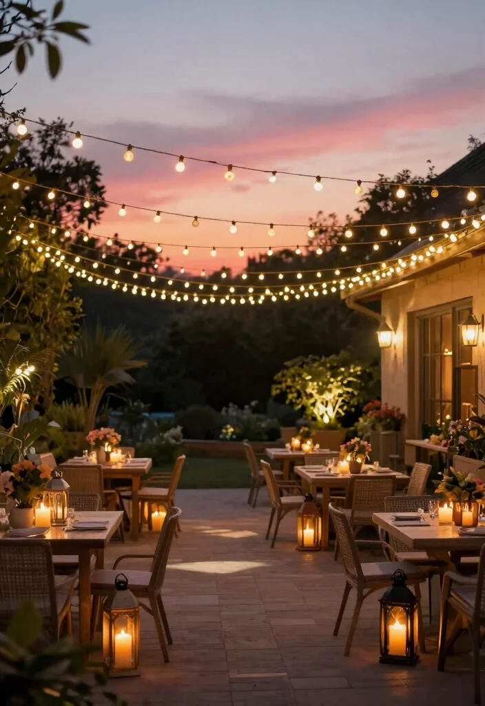 7 Romantic Sunset Patio Decor Ideas for Evening Relax 1. Twinkling Outdoor Lighting 0