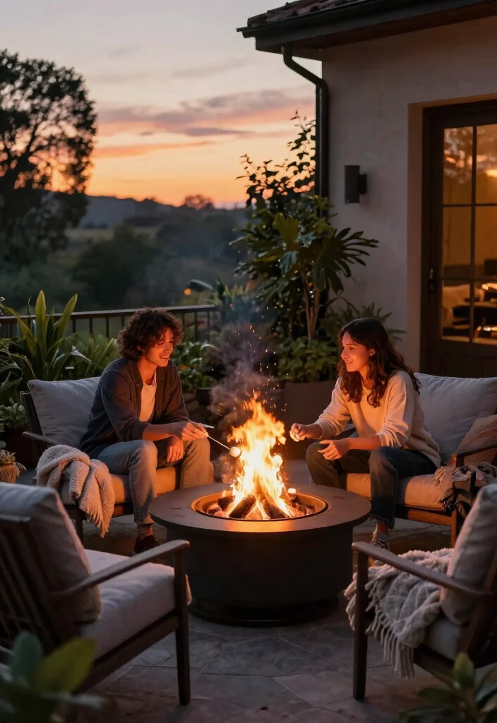 7 Romantic Sunset Patio Decor Ideas for Evening Relax 5. Fire Pit for Warmth 0