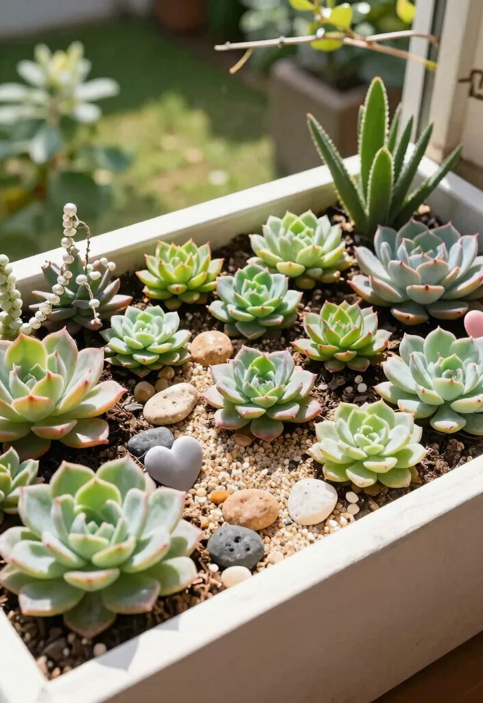 7 Romantic Valentines Window Box Ideas for Love 4. Heartfelt Succulent Arrangement 0