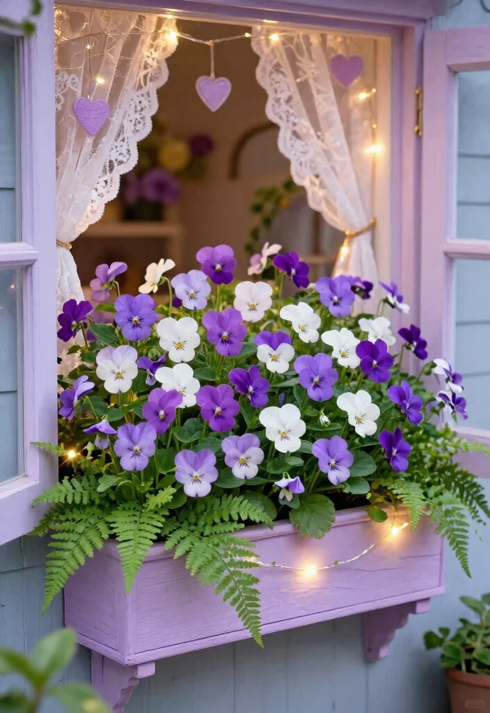 7 Romantic Valentines Window Box Ideas for Love 6. Enchanted Violet Garden 0