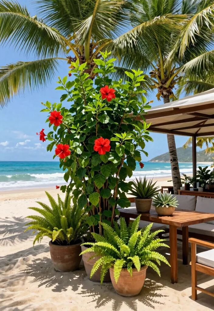 7 Serene Beachfront Patio Decor Inspiration Ideas 2. Tropical Plants 0