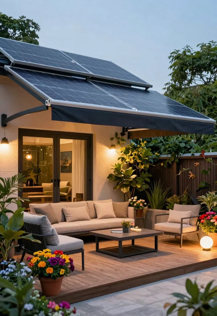 7 Smart Solar Panel Awning Ideas for Sustainable Power 1. Canopy Over the Deck 0