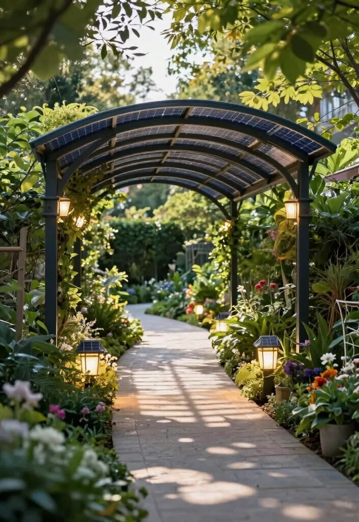 7 Smart Solar Panel Awning Ideas for Sustainable Power 2. Garden Path Awning 0