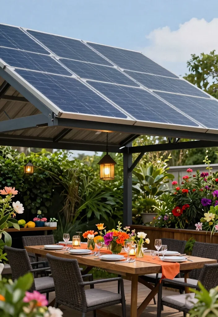 7 Smart Solar Panel Awning Ideas for Sustainable Power 3. Outdoor Dining Area 0