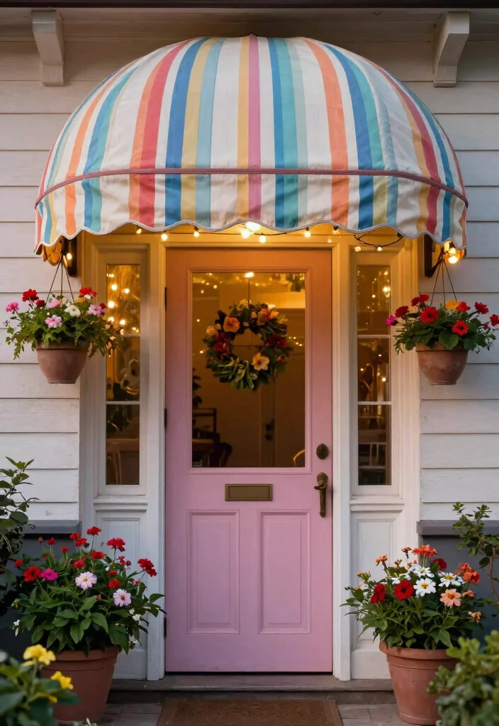 7 Timeless Front Door Awning Ideas for Better Curb Appeal 2. Cozy Fabric Canopies 0