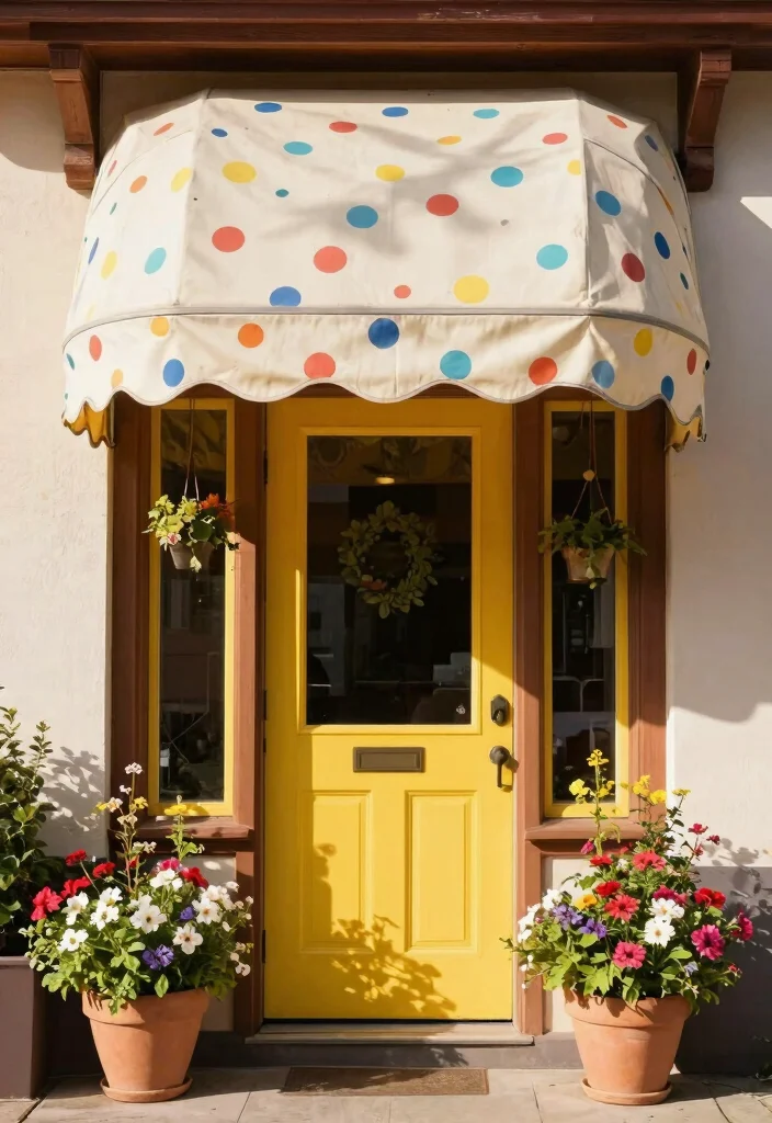 7 Timeless Front Door Awning Ideas for Better Curb Appeal 4. Vintage Canvas Awnings 0