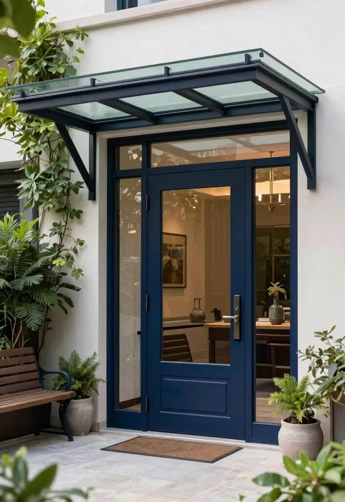7 Timeless Front Door Awning Ideas for Better Curb Appeal 5. Elegant Glass Awnings 0