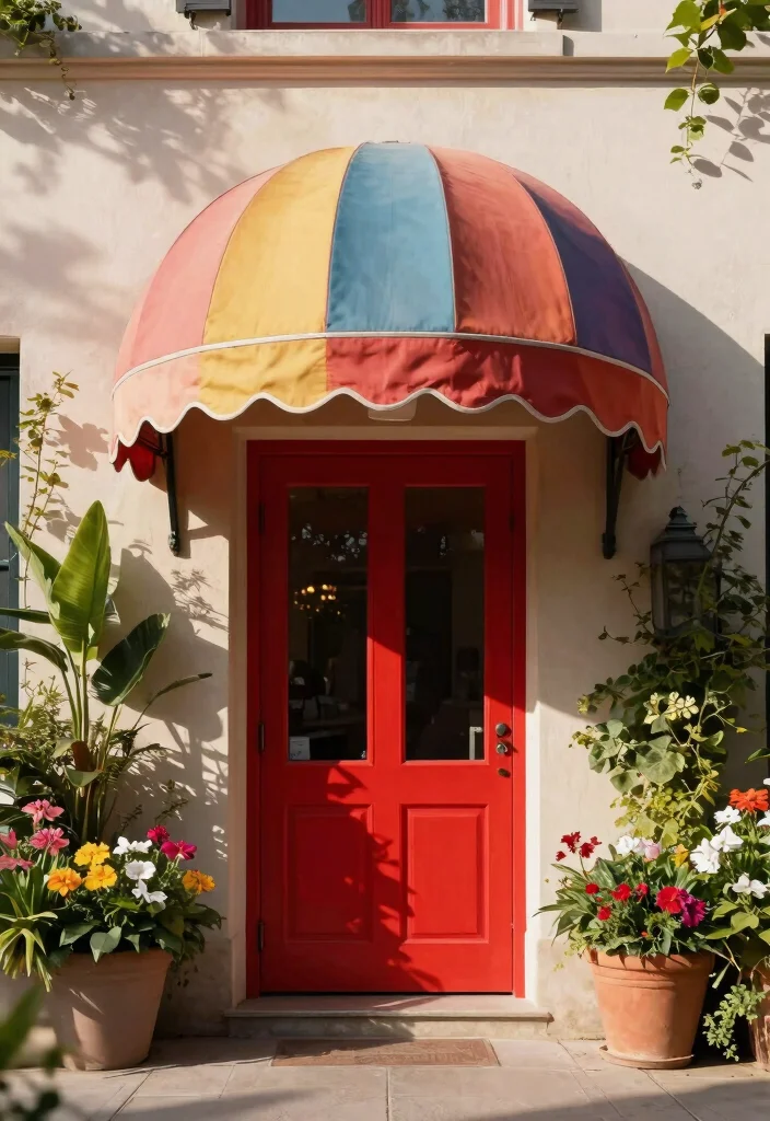 7 Timeless Front Door Awning Ideas for Better Curb Appeal 7. Artistic Arch Awnings 0