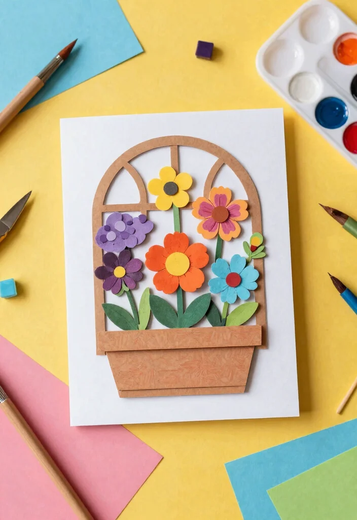 7 Unique Window Box Card Ideas for DIY Crafts 2. Seasonal Flower Arrangement Card 0