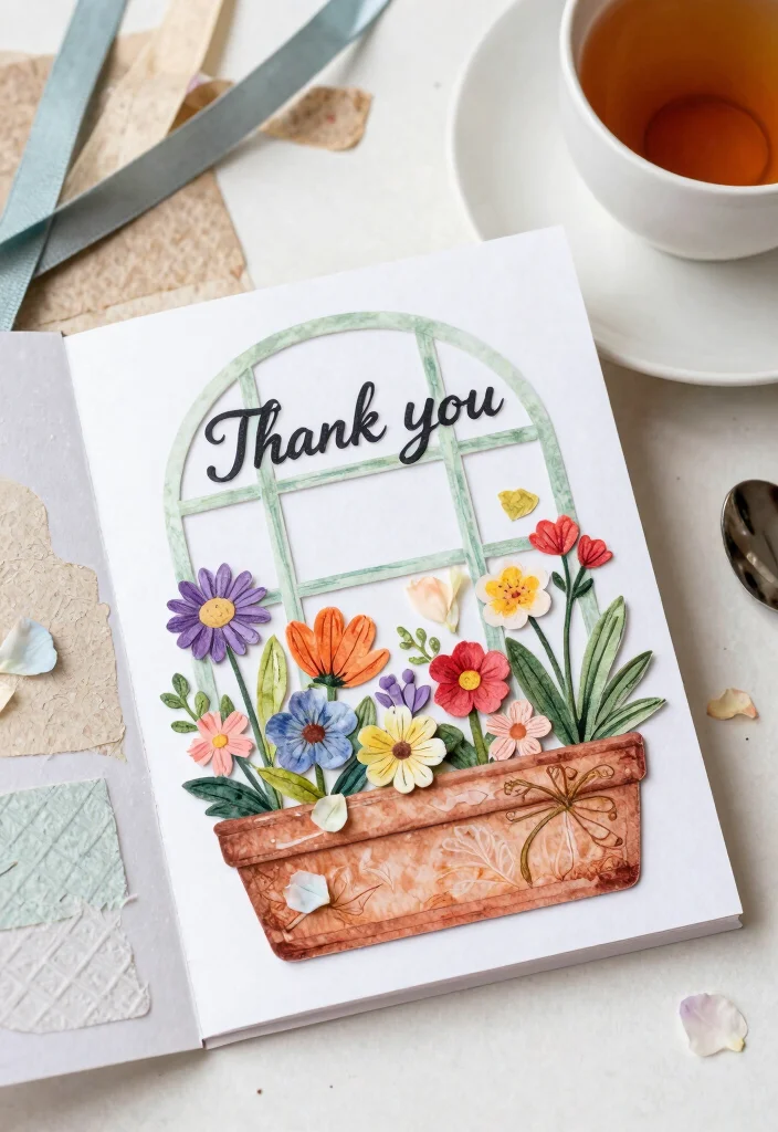 7 Unique Window Box Card Ideas for DIY Crafts 5. Thank You Garden Card 0