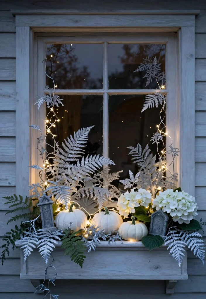 9 Spooky Halloween Window Box Ideas for Fun 6. Ghostly Greenery
