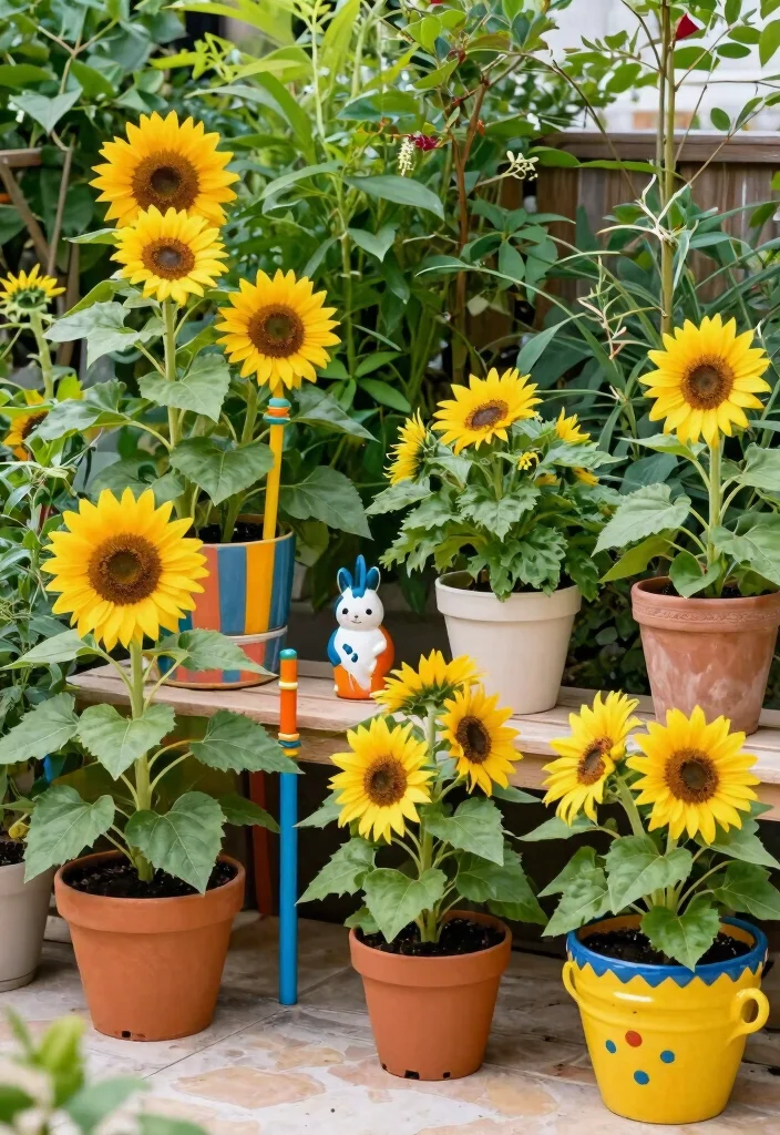 8 Cheerful Sunflower Patio Decor Ideas for Summer 7. Sunflower Garden Accents 0