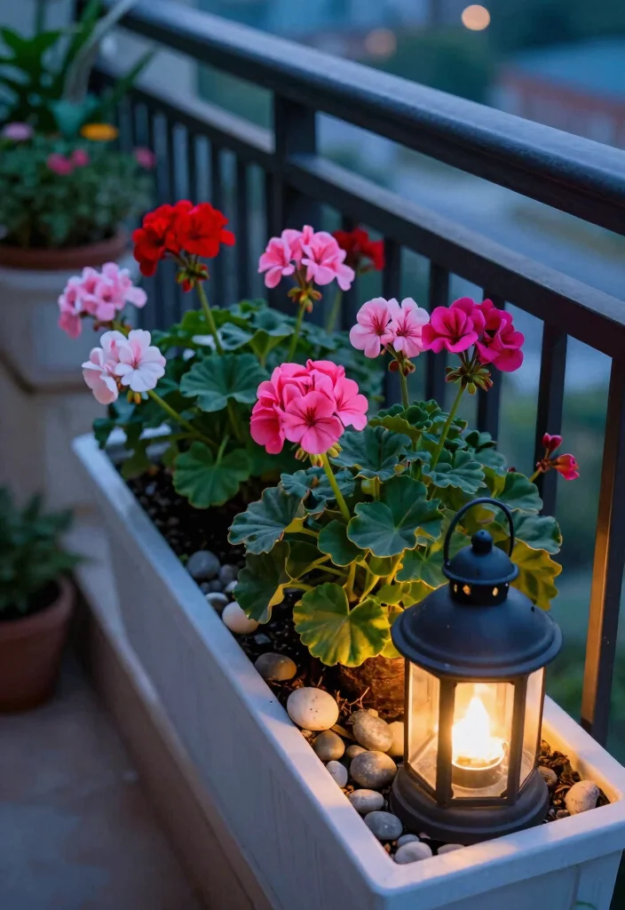 8 Classic Geranium Window Box Ideas for Summer Color 8. Charming Geraniums with Decorative Accents 0