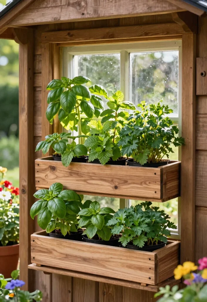 8 Cute Shed Window Planter Ideas to Enhance Your Shed 1. Vertical Herb Garden 0