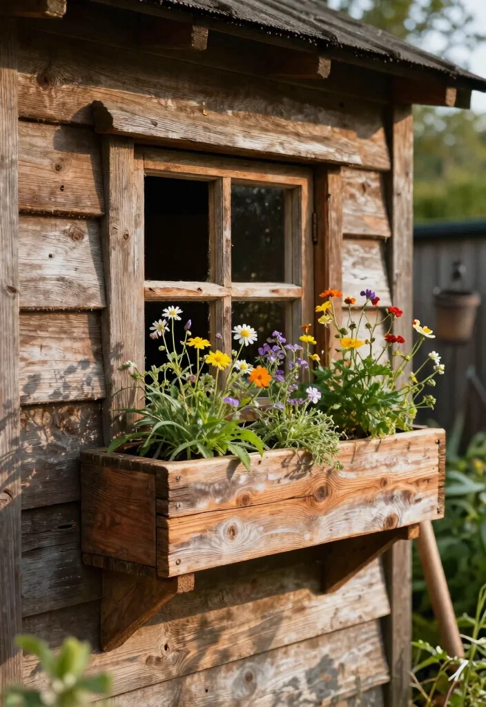 8 Cute Shed Window Planter Ideas to Enhance Your Shed 4. Rustic Wooden Box 0