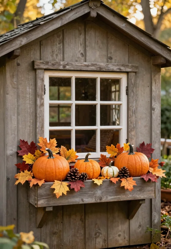 8 Cute Shed Window Planter Ideas to Enhance Your Shed 6. Seasonal Decor Box 0