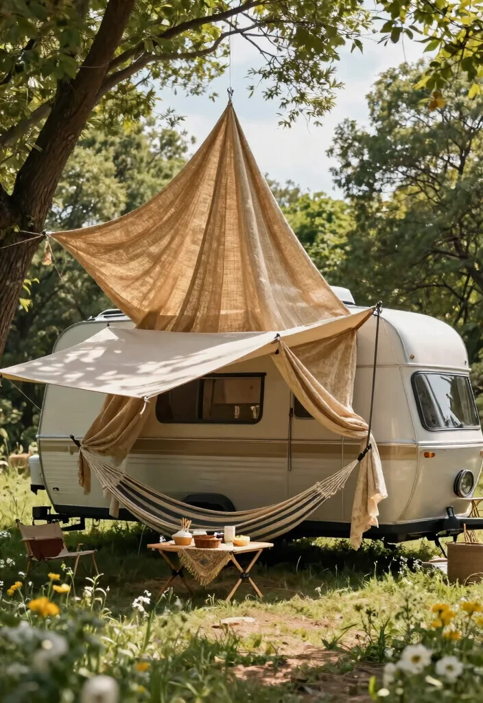 8 Durable Trailer Awning Ideas for Camping Comfort 4. Natural Fiber Shade Cloth 0
