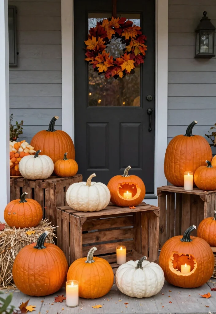 8 Festive Front Patio Fall Decor Ideas for Autumn Charm 1. Pumpkin Patch Paradise 0